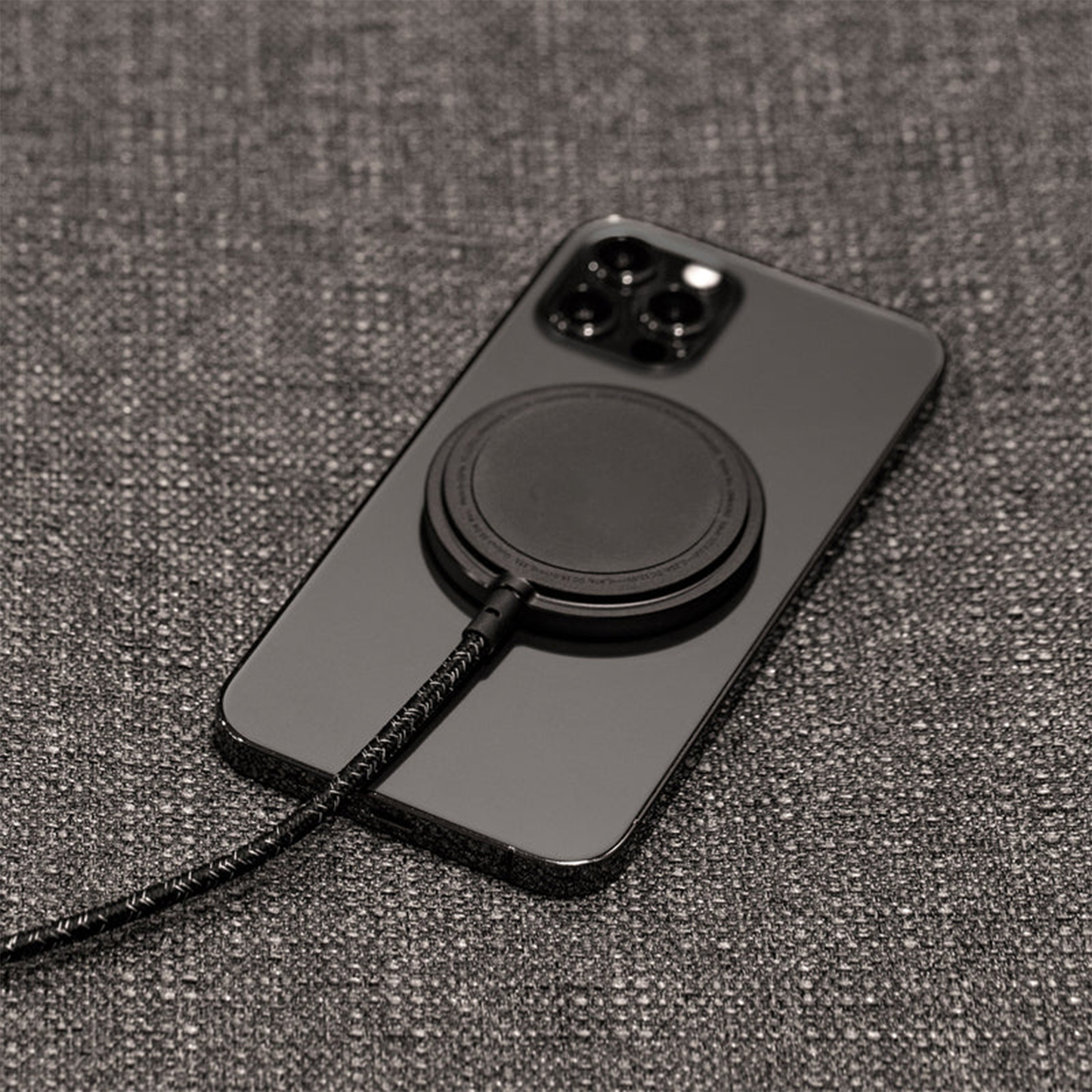 Long Cable Magnetic Wireless Charger With Leather Cable Strap