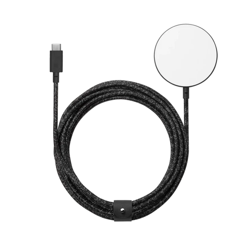 Long Cable Magnetic Wireless Charger With Leather Cable Strap